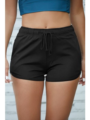 Black Comfort Drawstring Swimsuit Boy Shorts