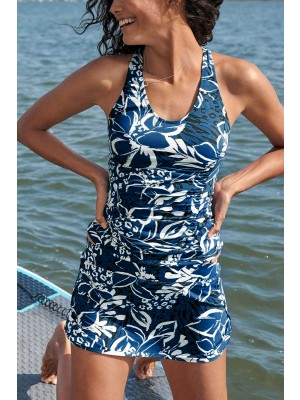 Blue Scoop Neck Signature Racerback Tankini Set
