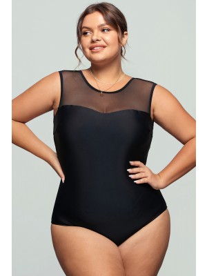 Black Mesh One-Piece Swimsuit