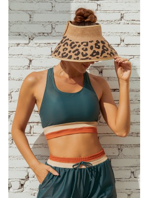 Brown Wide Brim Foldable Packable Straw Sun Hat
