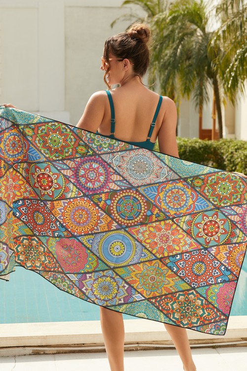 Colorful Geometric Print Beach Towel
