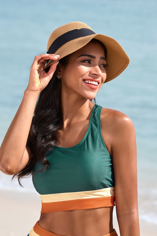 Brown Large Brim Straw Sun hat