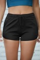 Black Comfort Drawstring Swimsuit Boy Shorts