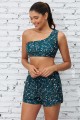 Floral Print One Shoulder Crop Bikini Top And High-waist Boy Shorts Set