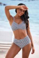 Black & White Plaid Adjustable Strap Sweetheart Neck Twist Front Crossback Tummy Control Bikini Set