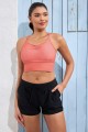 Pink V-neck Spaghetti Strap Crossback Sporty Bikini Top And High-waist Boy Shorts