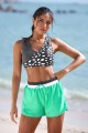 Black Color Block V-neck Sporty Bikini Top And High-waist Boy Shorts Set