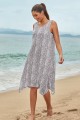 Grey Scoop Neck Sleeveless Irregular Hem Long Beach Dress