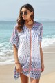 Geometric Print VNeck HalfSleeves Loose Cover Up