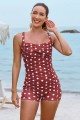 Red Polka Dot Sweetheart Neck Adjustable Straps Ruching Front One-Piece Swimsuit