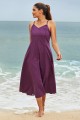 Solid Purple Vneck Sleeveless Spaghetti Straps Casual Long Beach Dress