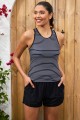 Black Striped Scoop Neck Racer Back Tankini Top And HighWaist Boy Short