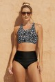 Floral Wide Straps High-waist Ruching Bikini Set