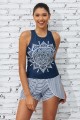 Geometric Pattern Scoop Neck Sporty Tankini Top And Boy Shorts Set
