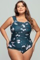 Floral Wide Straps Off Shoulder One-Piece Swimsuit