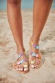 Colorful Flowers OpenToe Flat Sandal