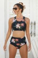 Floral Wide Straps High-waist Bikini Set