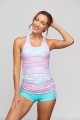 Colorful Stripes Scoop Neck Sporty Tankini Set