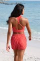 Red Polka Dot V Neck Sporty Bikini Top And HighWaist Boy Short