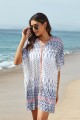 Geometric Print VNeck HalfSleeves Loose Cover Up