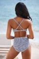 Black & White Plaid Adjustable Strap Sweetheart Neck Twist Front Crossback Tummy Control Bikini Set