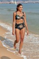 Black Floral Vneck Wide Straps Sexy Bikini Top and Bottom Set
