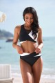 Colorblock Vneck Mesh Patchwork Twist Front Bikini Set