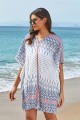 Geometric Print VNeck HalfSleeves Loose Cover Up