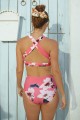 Floral Print Tie Front High Waist Bikini Set