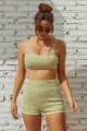 Lime Green Floral Smocked Bikini Set