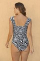 Black&White Floral Print Strap OnePiece Swimsuit