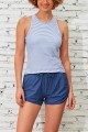 Striped High Neck Sporty Tankini Top and HighWaist Boy Shorts