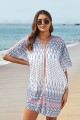 Geometric Print VNeck HalfSleeves Loose Cover Up