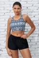 Black Geometric Print Racer Back Sporty BIkini Top And HighWaist Boy Short