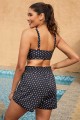 Black Polka Dot Square Neck Adjustable Straps Bikini Top And HighWaist Boy Short