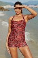 Red Floral Halter Strap Sweetheart Neck Ruching Tummy Control Casual OnePiece Swimsuit