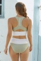 Brown Colorblock Cut Back Bikini Set