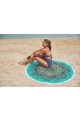 Green Floral Print Round Tassel Beach Towel