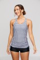 White&Black Dot Scoop Neck Sporty Tankini Set