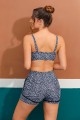 Black Dot Print Square Neck Adjustable Straps Sporty Bikini Top And HighWaist Boy Shorts