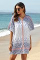 Geometric Print VNeck HalfSleeves Loose Cover Up