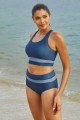 Blue Colorblock Scoop Neck Racer Back Sporty Bikini Set
