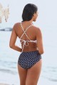 White Stripe Scoop Neck Crossback Bikini Set