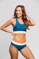 Teal Colorblock Cut Back Bikini Set