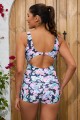Floral Scoop Neck Wide Straps Backless OnePiece Swimsuit