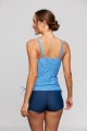 Striped V Neck Drawstring Tankini Set