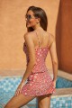 Red Geometric Print Sweetheart Neck Tankini Set