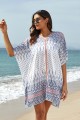 Geometric Print VNeck HalfSleeves Loose Cover Up