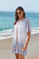 Geometric Print VNeck HalfSleeves Loose Cover Up