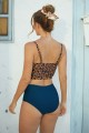 Tie Front Leopard Print Bikini Top With Blue Bottom